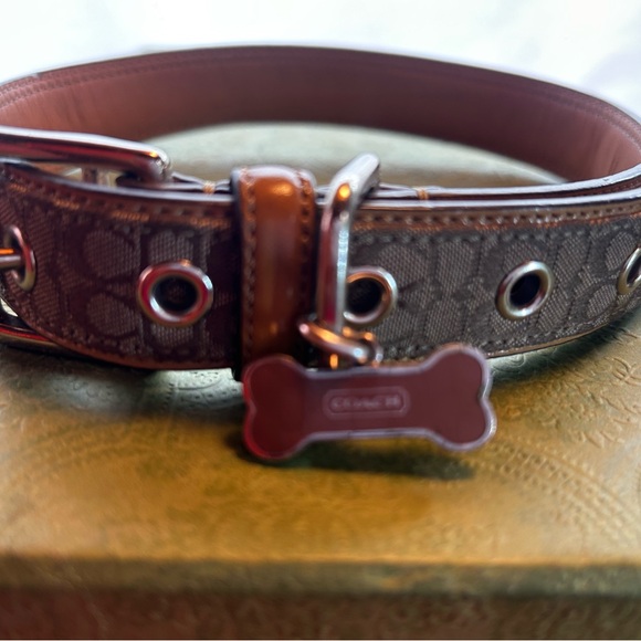 NWOT Coach leather/iconic logo vintage dog collar - Picture 3 of 7